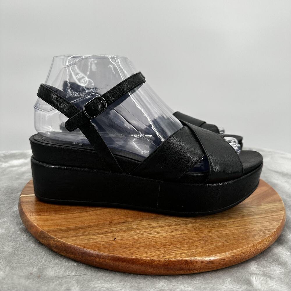 Eileen Fisher Shoes Womens Size‎ 7 Platform Sandal Wedge Buckle Strap Leather